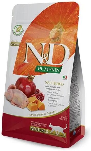 Comida Natural Gato Farmina Nd Cat Pumpkin Neutered Codorniz 1,5Kg - FARMINA