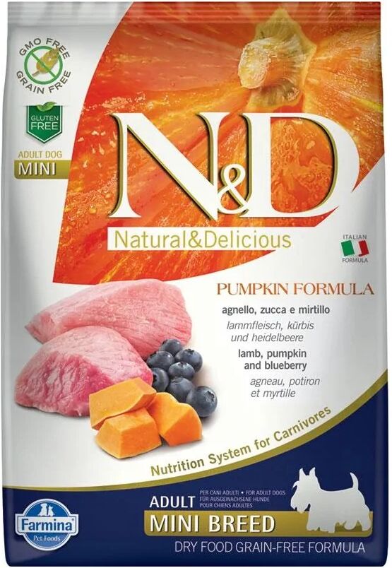 Comida Natural Perro Farmina Nd Dog Pumpkin Mini Cordero 7Kg - FARMINA