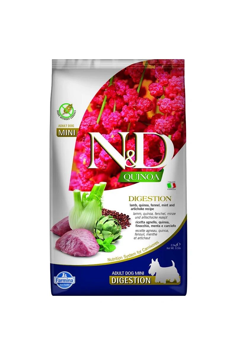 Comida Natural Perro Farmina Nd Dog Quinoa Digestion Cordero Mini 2,5Kg - FARMINA