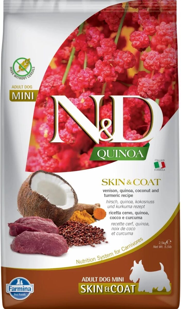 Comida Natural Perro Farmina Nd Dog Quinoa Skin Coat Venado Mini 2,5Kg - FARMINA