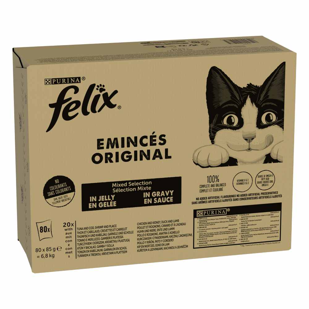 Felix 80x85g Carne y pescado  comida húmeda para gatos