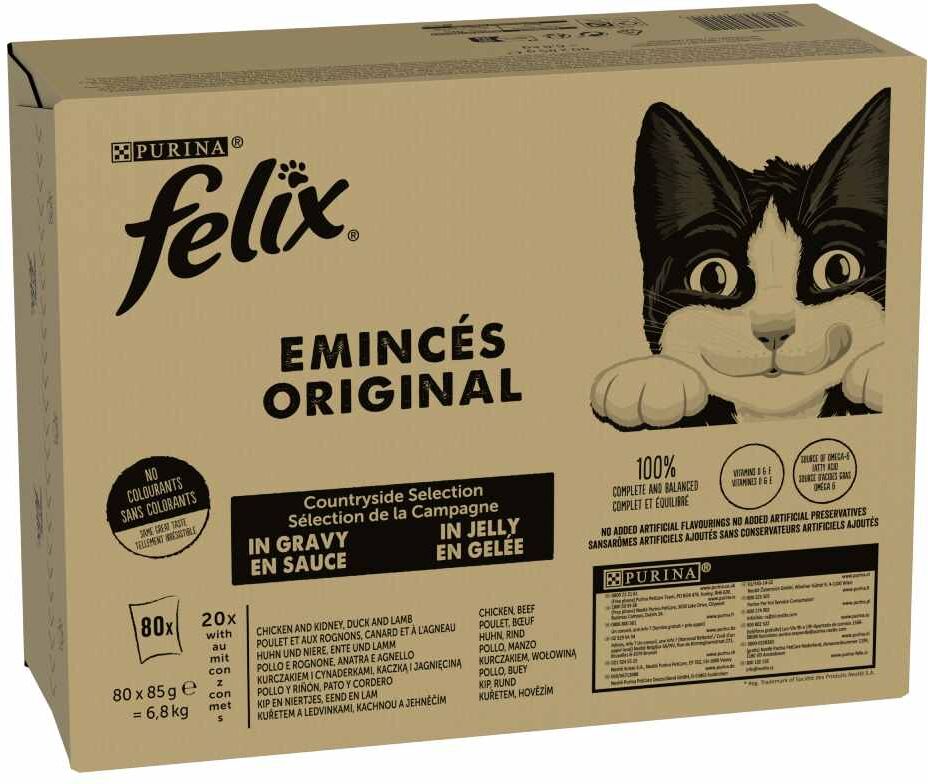 Felix 80x85g selección de carnes  comida húmeda para gatos