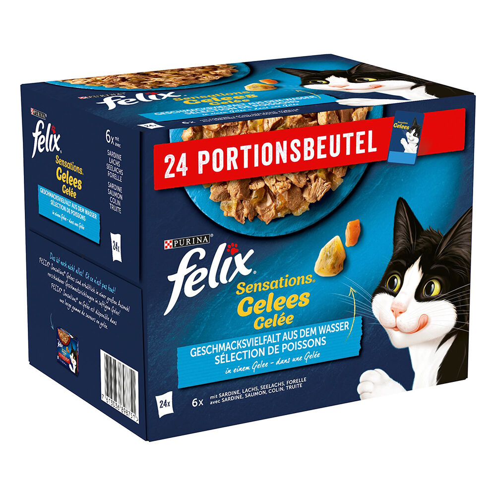 Felix 48x85g pescado en gelatina  Sensations comida húmeda para gatos