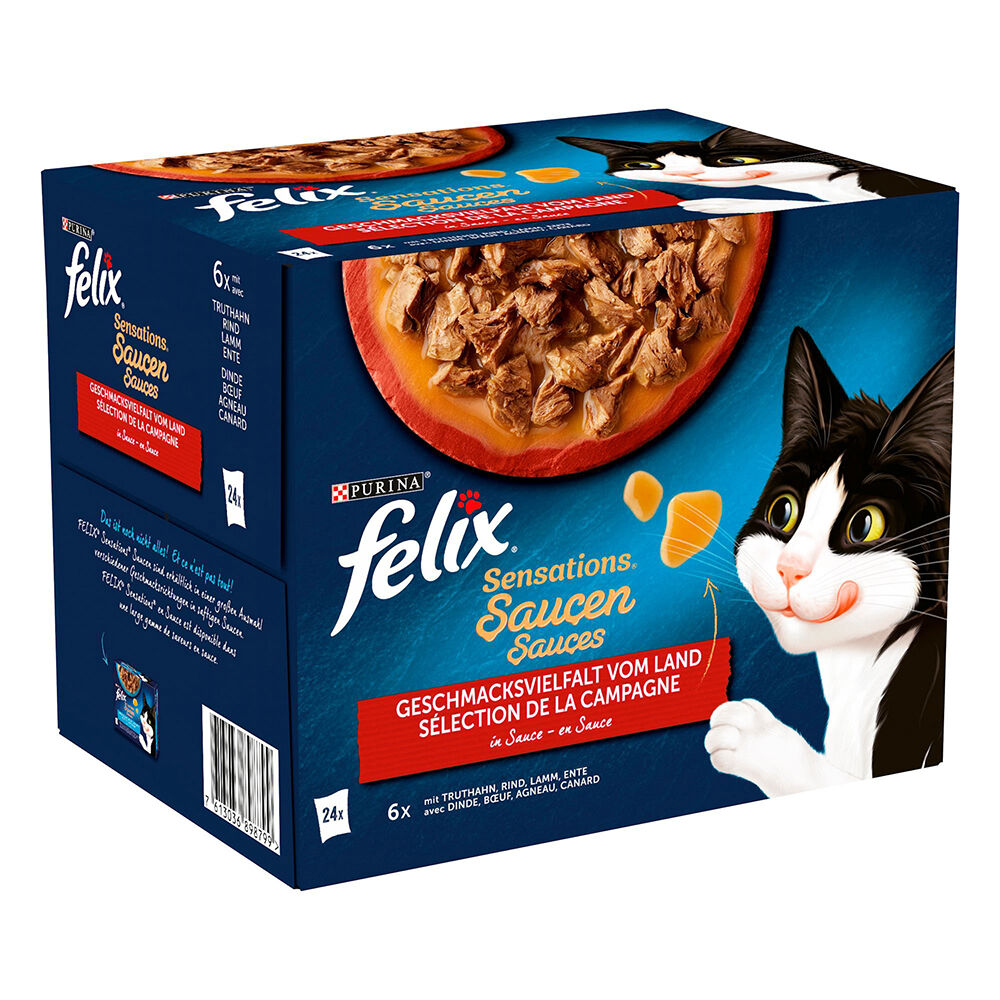 Felix 48x85g carne en salsa  Sensations comida húmeda para gatos
