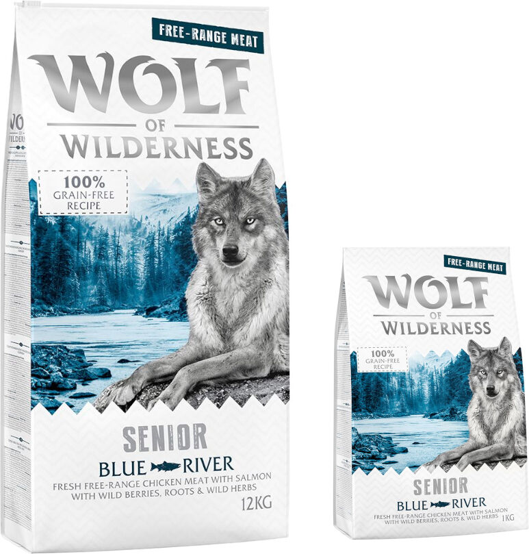 Wolf of Wilderness 14kg Senior Blue River con pollo de corral y salmón