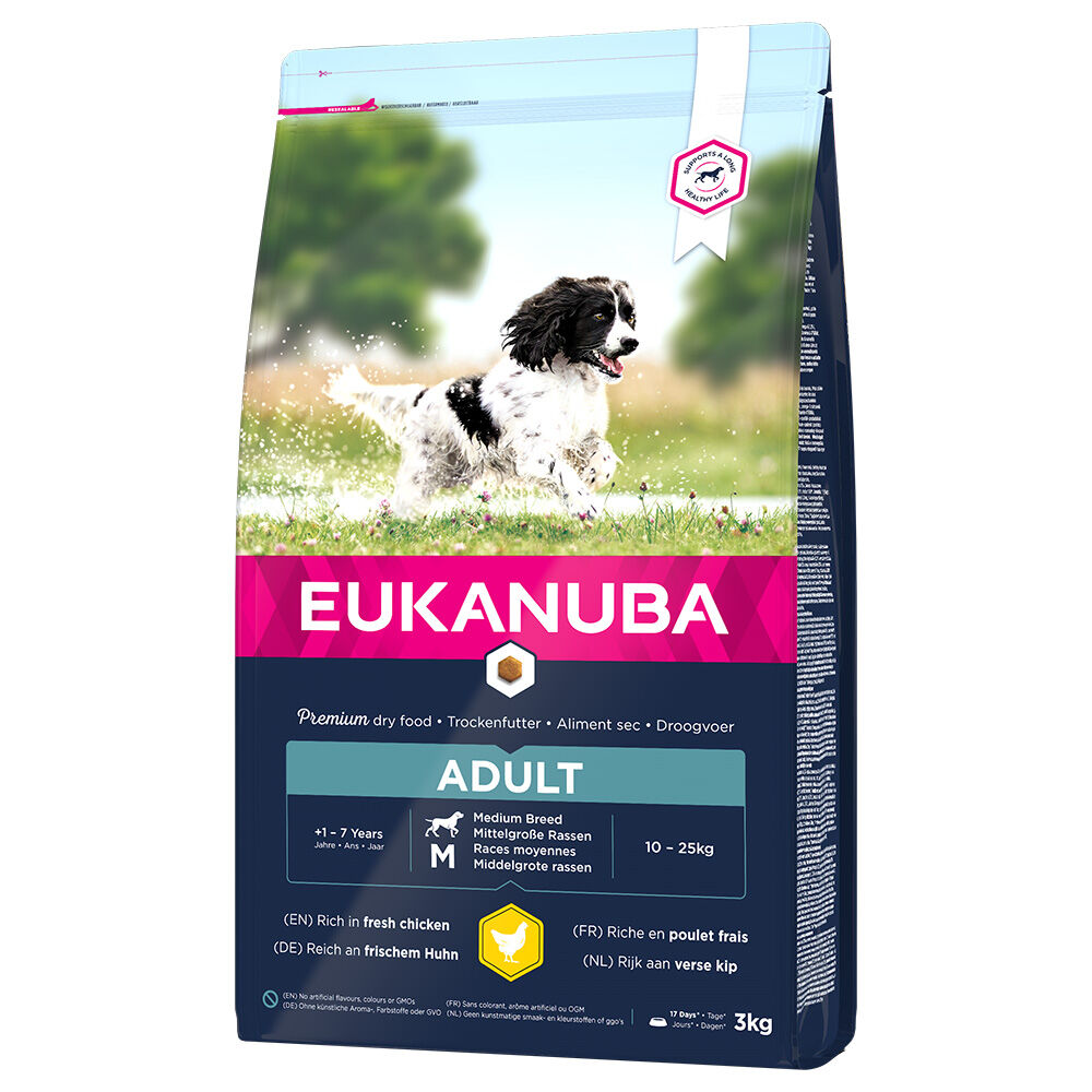 Eukanuba 3kg Adult razas medianas pollo  pienso para perros