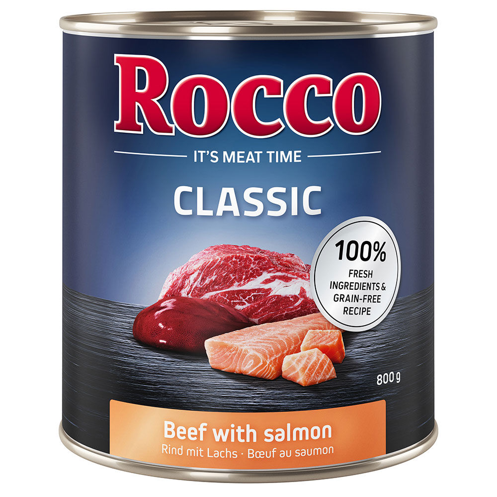 Rocco 6x800g Classic vacuno y salmón  comida húmeda para perros