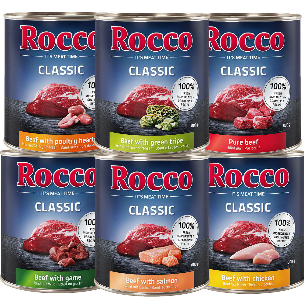 Rocco 6 x 800 g  Classic Pack mixto comida húmeda para perros