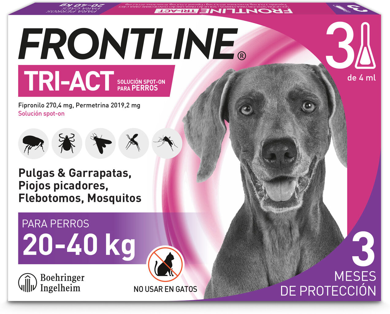 Frontline 3 pipetas 20-40kg Front-line Tri-Act para perros