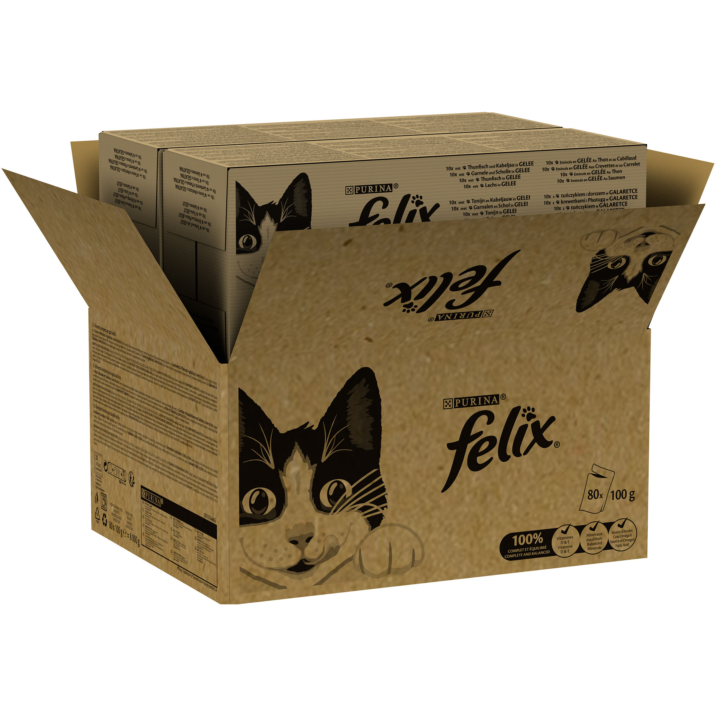 Felix 80x85g Pescados  comida húmeda para gatos