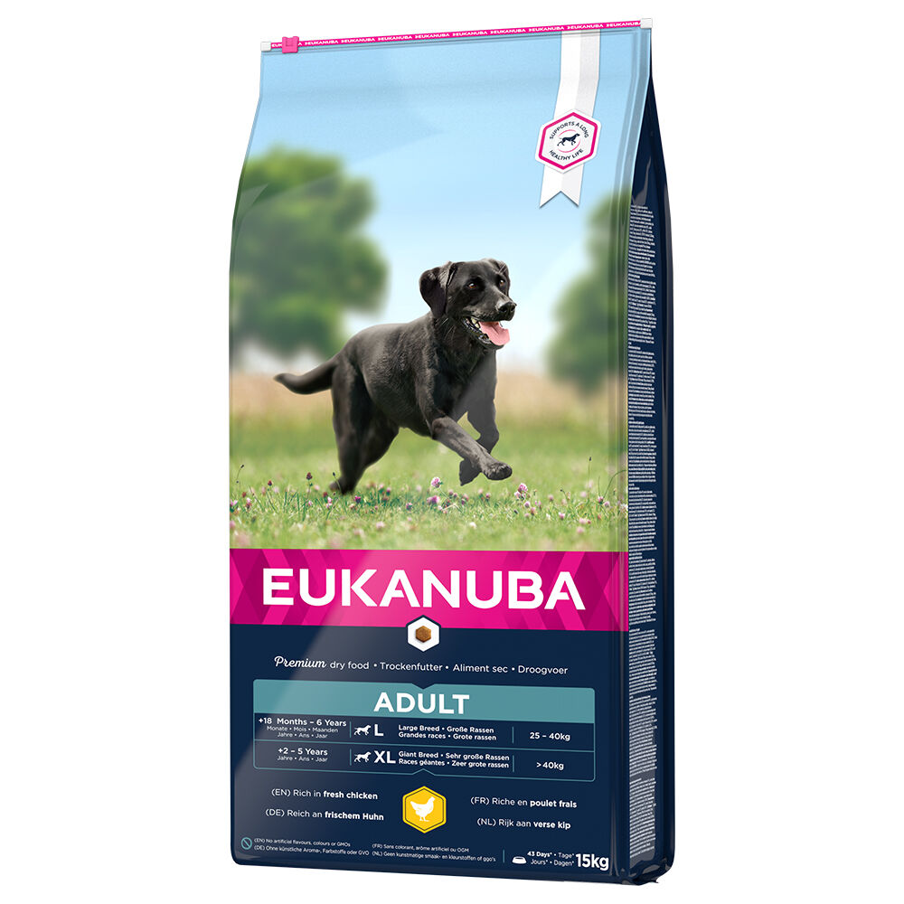 Eukanuba 2x15kg  Adult razas grandes con pollo pienso para perros