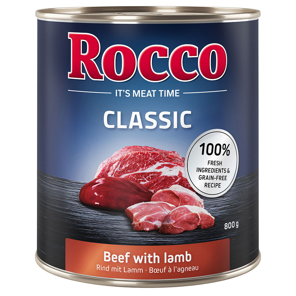 Rocco 6x800g Classic vacuno y cordero  comida húmeda para perros