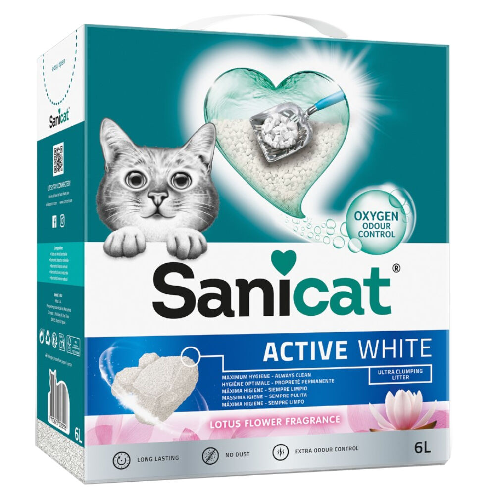 Sanicat 3x6 litros Active White Lotus Flower  arena aglomerante para gatos