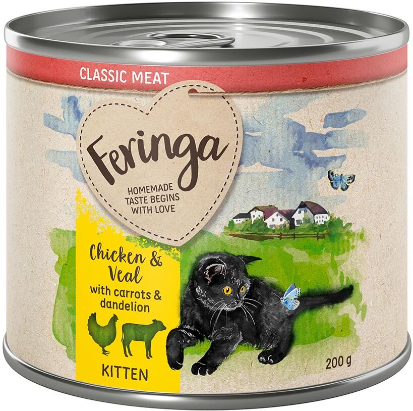 Feringa 24x200g Kitten pollo, ternera  comida húmeda para gatos