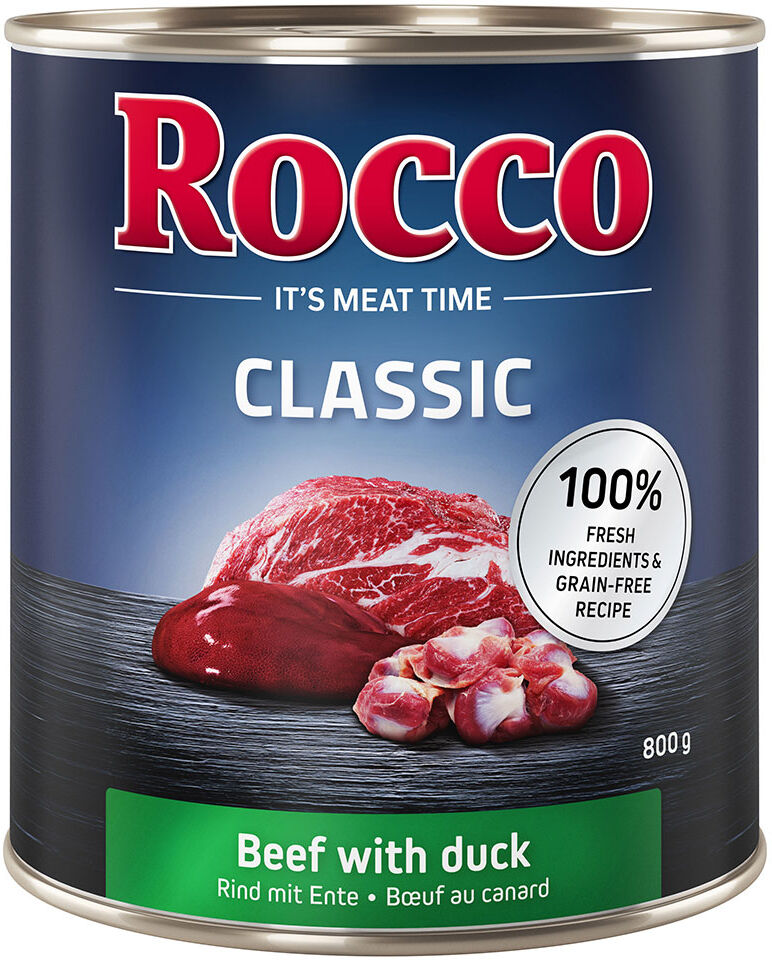 Rocco 6x800g Classic vacuno y pato  comida húmeda para perros