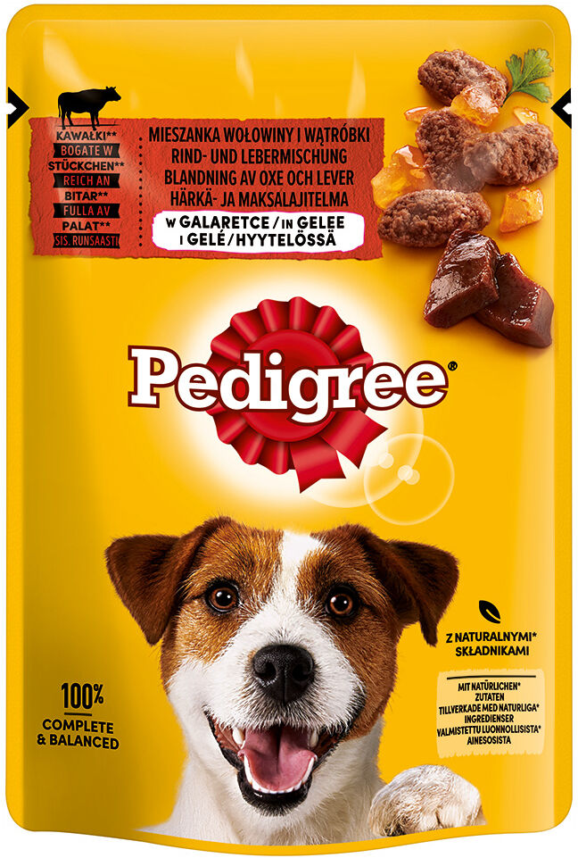 Pedigree 48x100g Multipack  Vacuno y mezcla de hígado en gelatina Adult en bolsitas para perros