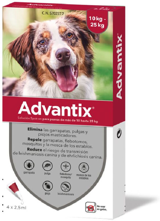 Advantix 8 pipetas 10-25 kg  para perros