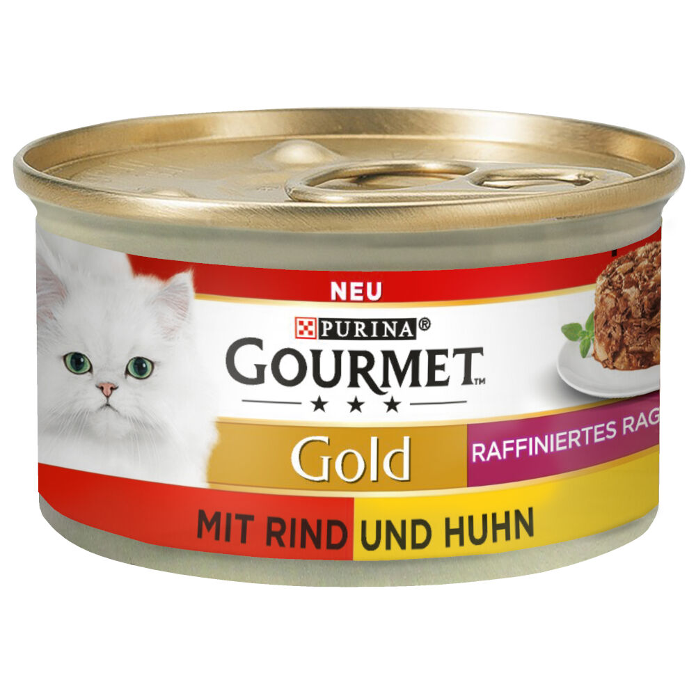 Gourmet 24x85g  Gold Tartelette Duo Buey y pollo comida para gatos
