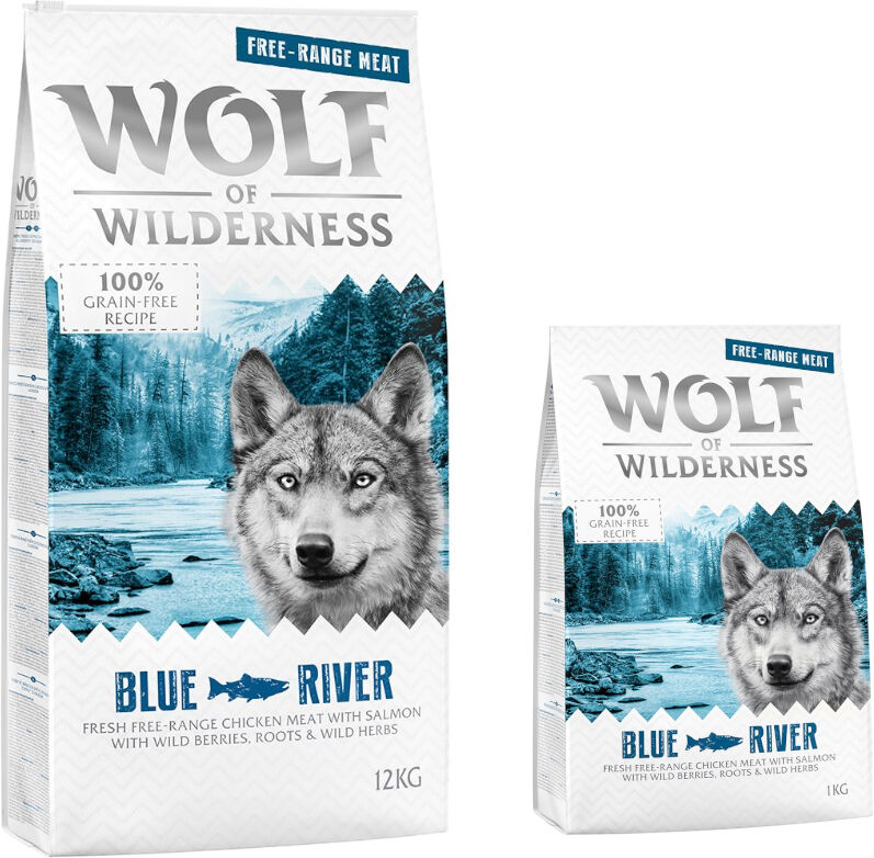 Wolf of Wilderness 14kg Adult Blue River con pollo de corral y salmón