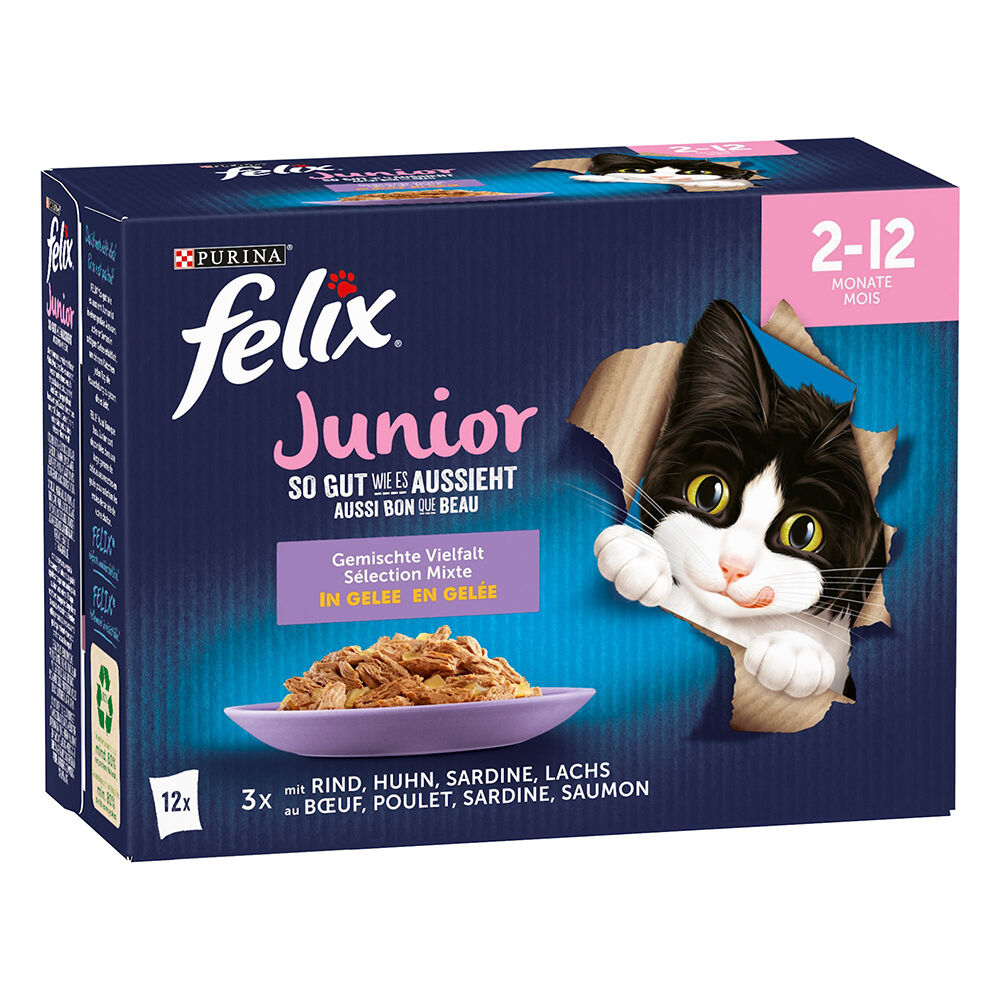 Felix 48x85g Junior carne y pescado  Fantastic comida húmeda para gatos