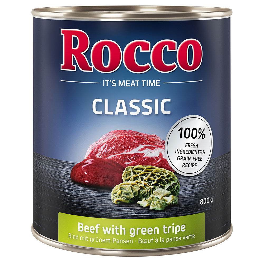 Rocco 6x800g Classic vacuno y panza  comida húmeda para perros
