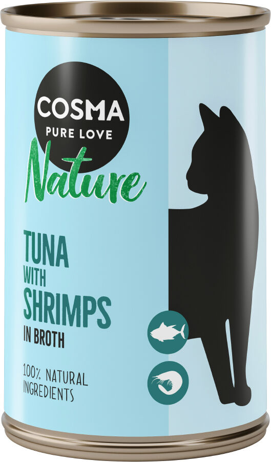 Cosma 12x140g atún gambas  Nature comida húmeda para gatos