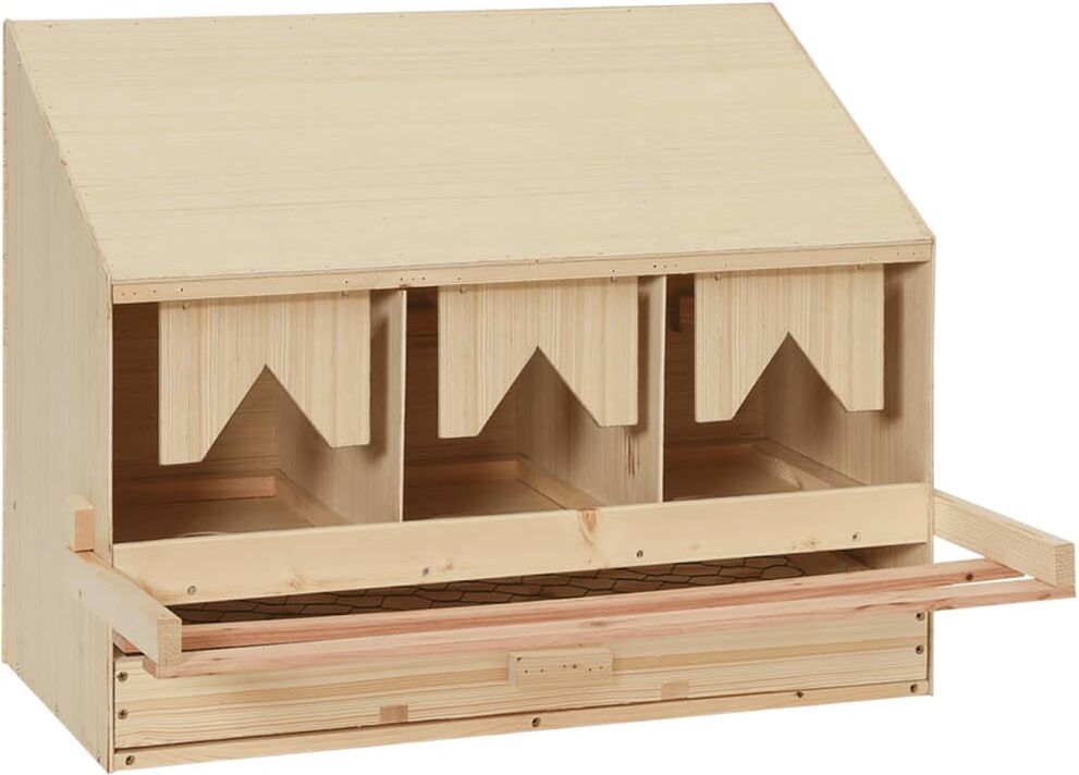 vidaXL Ponedero para gallinas 3 compartimentos madera pino 72x33x54 cm