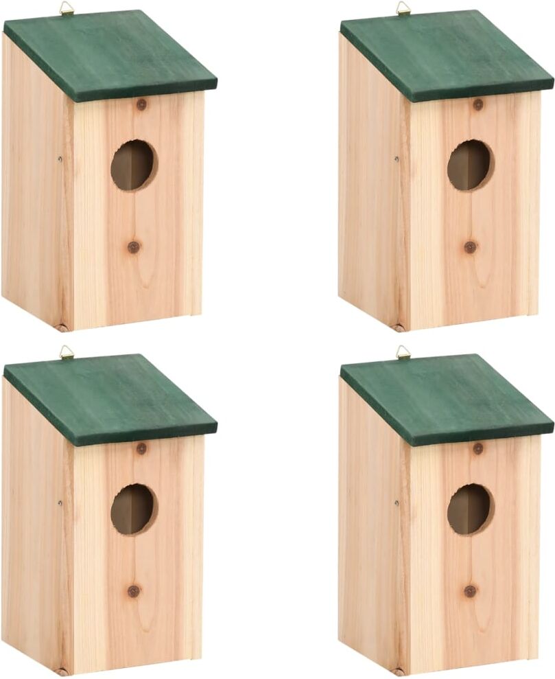 vidaXL Casa para pájaros 4 unidades madera 12x12x22 cm