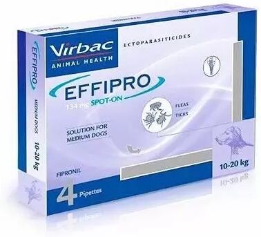 Virbac Effipro 134 Mg Perros Mediano 4 Pipetas (10 - 20 Kg)