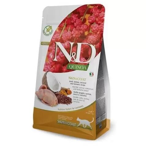 Farmina Nd Quinoa Grain Free Skin Coat Codorniz Gato 1.5 Kg