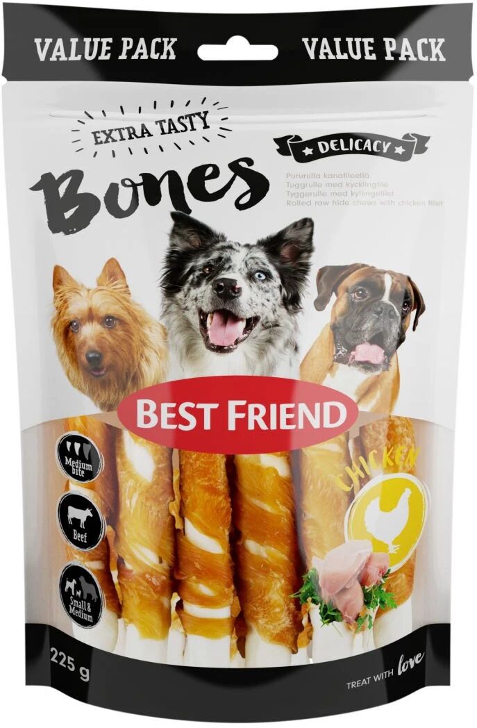 Best Friend Bones pururullat kanafileellä S/M-med 14 cm 9 kpl value pack 225 g