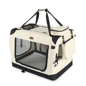 VOUNOT Sac transport pliable chien chat caisse cage portable 60x44x44cm beige - Publicité