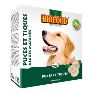 Biofood Chien Puces et Tiques Algues Marines 55 comprimés - Publicité