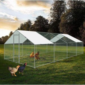 Bc-elec - RA-382 Poulailler d'exterieur 3x8x2m, enclos grillage pour poules, volaille, structure en acier galvanise 25x0.65mm