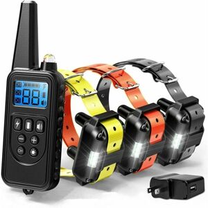 RICEEL 800 Mètre Collier de Dressage pour Chien, Collier Imperméable à l'eau de Chien d'entraînement à Distance avec 99 Niveaux de Chocs et Vibrations et la lumière de led, Rechargeable (3 Récepteur) - Publicité