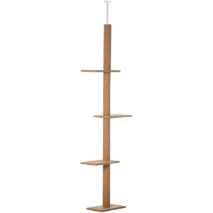 - Arbre à chat poteau à griffer hauteur réglable dim. 43L x 27I x 228-260H cm 4 niveaux d'activités marron