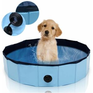 L&H-CFCAHL Baignoire pliable pour animaux de compagnie Piscine pour chiens Piscine pour chien Douche Jeu Bassin Chien 80 cm -Bleu - Publicité