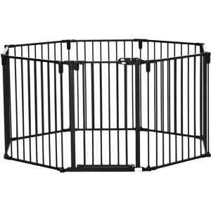 - Barrière de sécurité - parc enclos chien modulable pliable - porte verrouillable - 8 panneaux acier et pp - dim. 482,5L max. x 76H cm noir - Noir