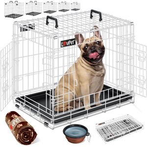 Lovpet - Cage pour chien pliable Cage de transport pour chien avec couverture polaire + gamelle Cage pour chien avec 2 portes Cage de transport pour - Publicité