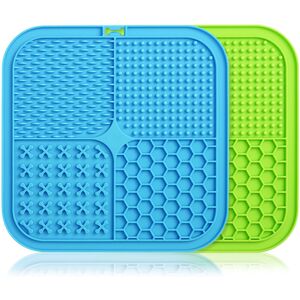 Csparkv - Bleu+Vert),2Pcs 20x20cm Tapis de Lèche Chien, Tapis Lécher pour Chien avec 1 Spatule Silicone, sans bpa Tapis de Lechage pour Chat avec Ventouse pour Bain, Entraînement, Toilettage - Publicité