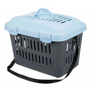TRIXIE Box de transport midi-capri, lapin nain, en plast. 44 × 33 × 32 cm, 1,1 kg, gris clair/turquoise - Publicité