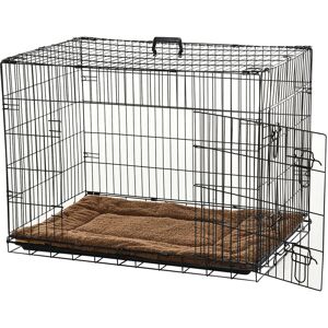 Pawhut - Cage caisse de transport pliante pour chien poignée, plateau amovible, coussin fourni 92 x 57 x 62,5 cm - Publicité