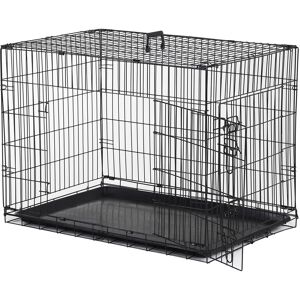 Pawhut - Cage caisse de transport pliante pour chien en métal noir 91 x 61 x 67 cm - Publicité