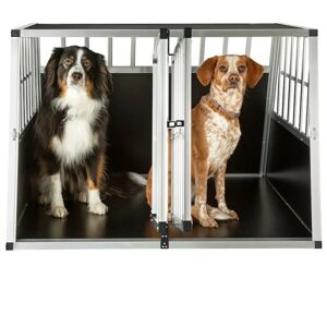 LE POISSON QUI JARDINE Cage double Caisse de transport solide en métal et bois pour chiens - Noir - Publicité
