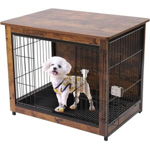 SENDERPICK Caisse en bois pour chien -Style meuble - Petite cage pour chiot - Cage pour petit chiot et chat - Pour la maison - Charge maximale : 145 lbs-80 x 55 x 64,5 cm - Publicité