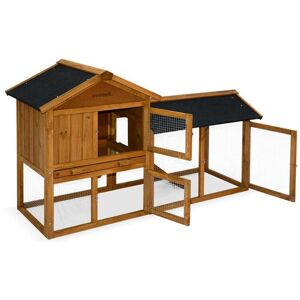 SWEEEK Clapier en bois hotot pour lapin et autres rongeurs. 4 lapins. cage à lapin avec enclos. espace intérieur et extérieur. poulailler - Bois - Publicité