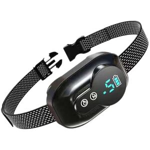 Collier Anti Aboiement Chien Rechargeable - 3 Modes Choc Électrique/Vibration/Son Aide au Dressage Inoffensif Automatique - Réglable pour Petit/Moyen/Gros Chien, Étanche IP67 Noir - Publicité