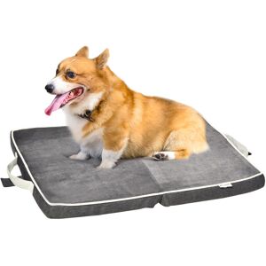 PawHut Coussin matelas chien ou chat lit pliable portable déhoussable lavable velours mousse à mémoire de forme gris - Publicité