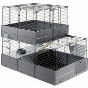 Ferplast - multipla double Cage modulaire à deux étages pour lapins et cochons d'Inde. Accessoires inclus.. Variante - Mesures: 107.5 x 72 x h 96.5 cm - - Publicité