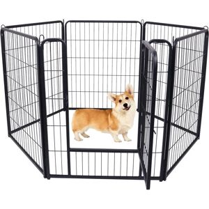 Froadp 6 Pièces Parc à Chiots Clôture pour Chiens avec Porte 65x80cm Enclos Clôture pour Animaux - Noir - Publicité